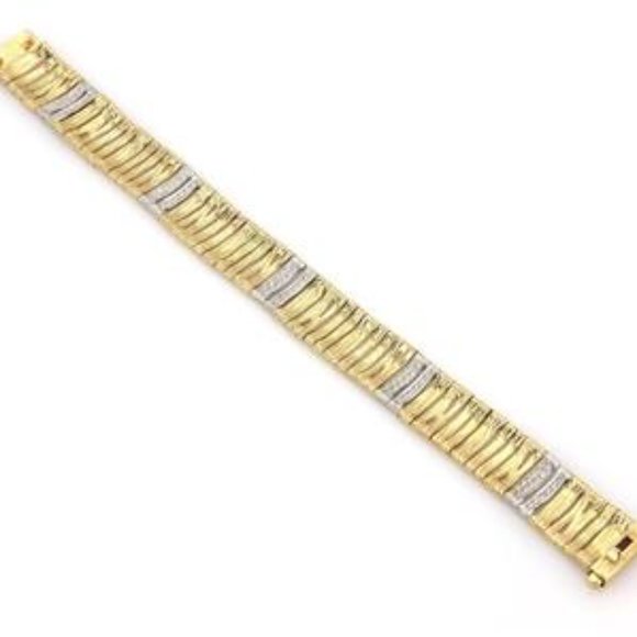 Roberto Coin Diamond 18k Gold Elephant Skin Wide Flex Bracelet - Picture 7 of 10